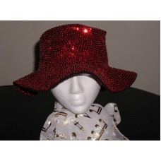 RED SEQUIN HAT SOCIETY WIDE BRIM 6" GAUCHO CAP ONE SIZE ADORABLE FLOPPY BRIM NEW  eb-94266279